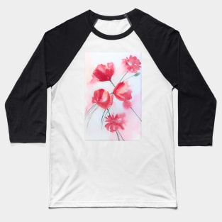 Five Red Flowers Baseball T-Shirt